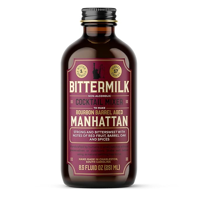 Bittermilk Bourbon Barrel Aged Manhattan Mix - All Natural Handcrafted Cocktail Mixer - Manhattan Cocktail Mix - Just Add Whiskey, Makes 17 Cocktails