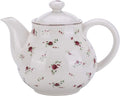 Porcelain Teapots with Lids,Vintage Teapot Beautiful Rose Design,Floral Ceramic Tea Pot Large for Kitchen and Dinning,China Teapot for Afternoon Tea or Coffee,Home Decorative Good Gifts,Beige