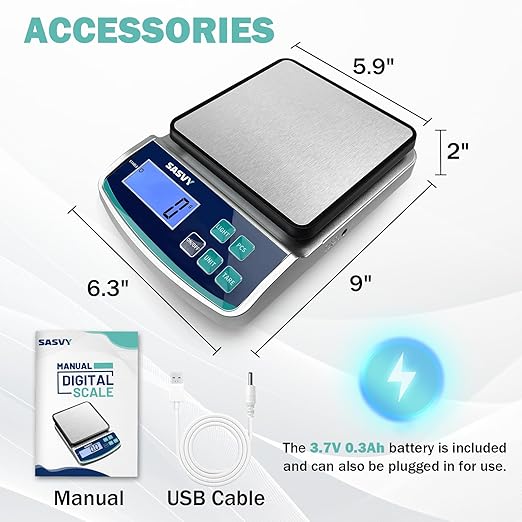 Digital Lab Scale 15kg x 1g oz/lb/g/kg Precision Electronic Scientific Scale Analytical Balance for Laboratory Jewelry Kitchen Includes Rechargeable Battery