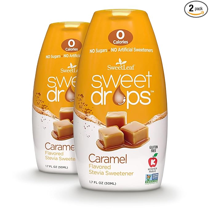 SweetLeaf Sweet Drops Caramel Stevia Liquid Sweetener - Flavor Foods, Keto Coffee with Sugar Free, 0 Calorie, Non-Glycemic Response SweetLeaf Stevia Drops, 1.7 Fl Oz Ea (Pack of 2)