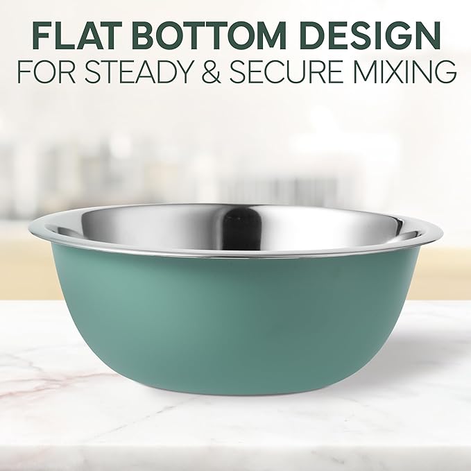 COOK WITH COLOR Stainless Steel Mixing Bowls Set - Nesting Bowls, 14 Pieces, Green