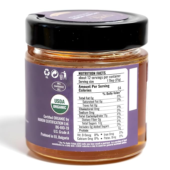 ORPHE Organic Lavender Honey – Clean Simple Natural Sweetener for Coffee, Tea, Matcha and Breakfast, Unheated & Creamed 9oz Glass Jar