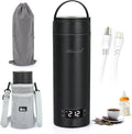 Travel Electric Tea Kettle, 450ML Small Water Boiler Kettle Electric with 4 Temp Settings, Auto Shut-Off & Boil Dry Protection, 304 Stainless Steel Portable Bottle Warmer for Travel, Black