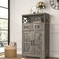 Farmhouse Storage Cabinet with Drawers and Shelf, Freestanding Kitchen Pantry Hutch for Kitchen, Living Room, Home Office, Rustic Grey