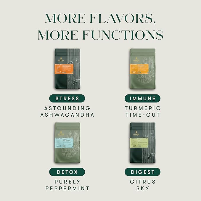 Luxmi Estates, Organic Tulsi Tea, 50 Tea Bags, Caffeine Free, Non-GM and Organic, for Immunity, Inflammation, and Stress Relief