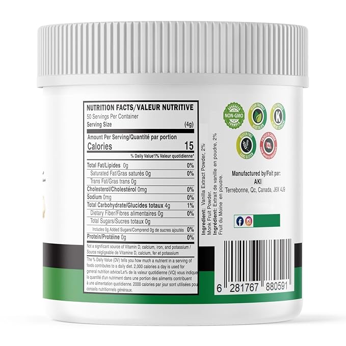 Aki Fine Vanilla Powder Extract From Beans (5.29oz/150g) - Water Extracted Powder Ideal For Baking, Cooking Flavoring - Delicious Vanilla Flavor & Easy to Add in Smoothies & Coffee, Non-GMO & Alcohol-Free