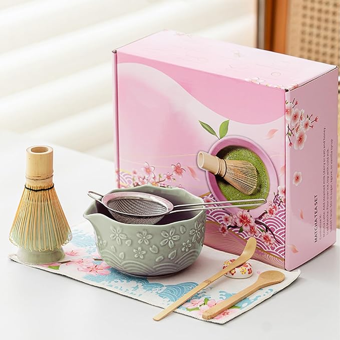 Matcha Whisk Set, 8 Pcs Matcha Set Includes Matcha Bowl, Matcha Whisk And Holder, Sifter, Bamboo Blender, Scoop, Scoop Rest And Tea Towel, Christmas Gifts For Tea Ceremony Lovers