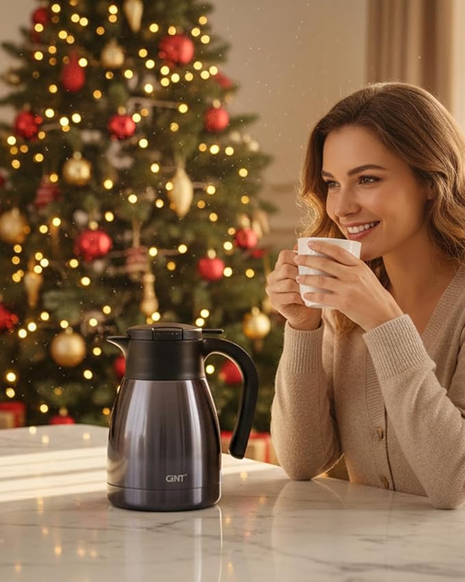 GiNT 1L / 34Oz Thermal Coffee Carafe, Insulated Stainless Steel Coffee Carafes for Keeping Hot/Double Walled Vacuum Thermal Carafe (Purple)