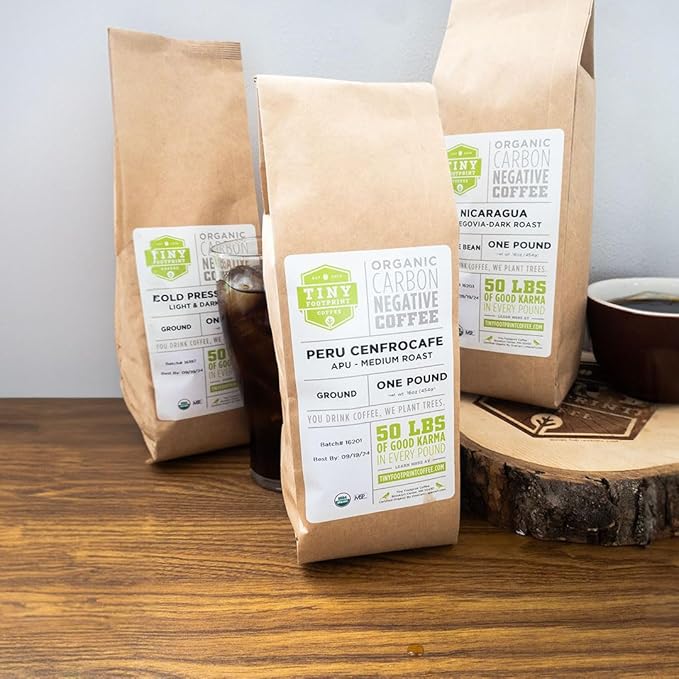 Tiny Footprint Coffee - Fair Trade Organic Nicaragua Segovia Dark Roast |Whole Bean Coffee | USDA Organic | Fair Trade Certified | Carbon Negative | 16 Ounce