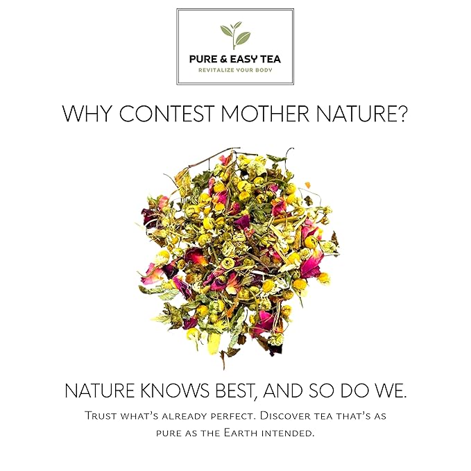 Pure And Easy Tea, Nighttime Nirvana, Sleep & Relaxation Herbal Tea, Caffeine-Free Whole-Leaf Blend with Chamomile, Lavender & Lemon Balm, Premium 20 Plant-Based Sachets