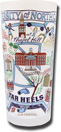 Catstudio Drinking Glass, University of North Carolina Glass Cup for Kitchen, 15oz Dishwasher Safe Tumbler for UNC Alumni