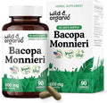 Wild & Organic Bacopa Capsules 600 mg - Brain Support - Natural Bacopa Monnieri Supplement - Brahmi Capsules - 90 Days of Supply - Vegan, No Fillers, Non-GMO - 90 Count