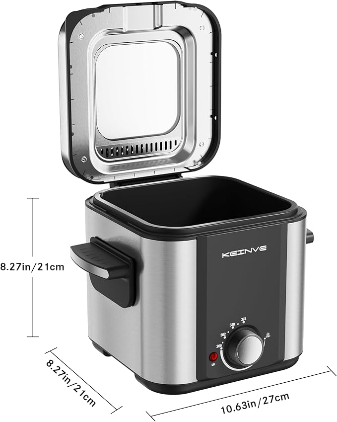 Electric Deep Fryer, 1.5 Liters Oil Capacity, Small Deep Fryer with Basket, Cool Touch Sides, Nonstick