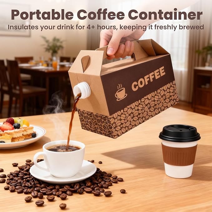 10 Pack 96 oz Disposable Coffee Dispensers, Coffee Box with Handle, easy to carry,suitable for storing hot and cold drinks, coffee boxes for catering, suitable for catering services, offices.