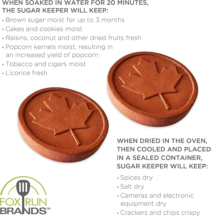 Fox Run Terracotta Brown Sugar Keeper and Saver, Maple Leaf, Set of 2