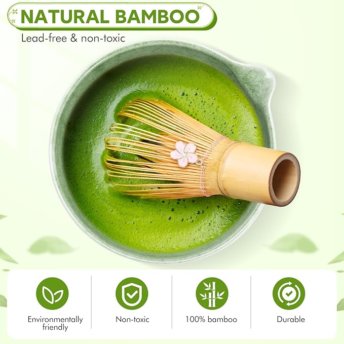 8 PCS Premium Matcha Whisk Set - Japanese Matcha Bowl Tea Making Tools Bamboo Whisk Kit Traditional Handcrafted Tea Ceremony Tools Gifts for Matcha Lovers and Beigners