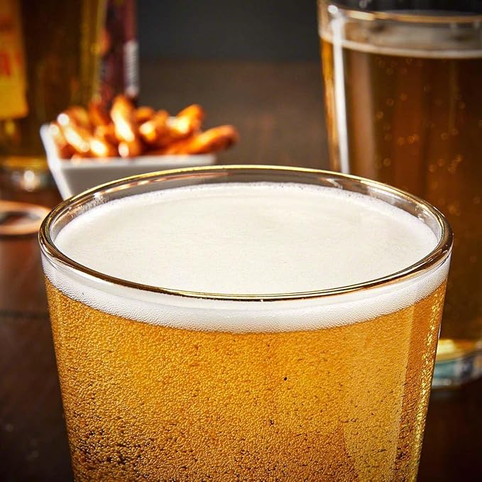 HomeWetBar Custom Pint Beer Glass for Men - Gold Rimmed Beer Glasses