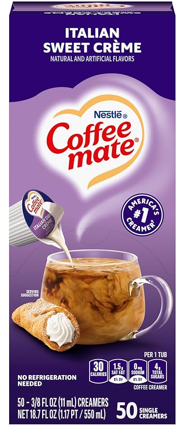 Nestle Coffee mate 84652 Liquid Coffee Creamer, Italian Sweet Creme, 0.375 oz Cups, 50/Box