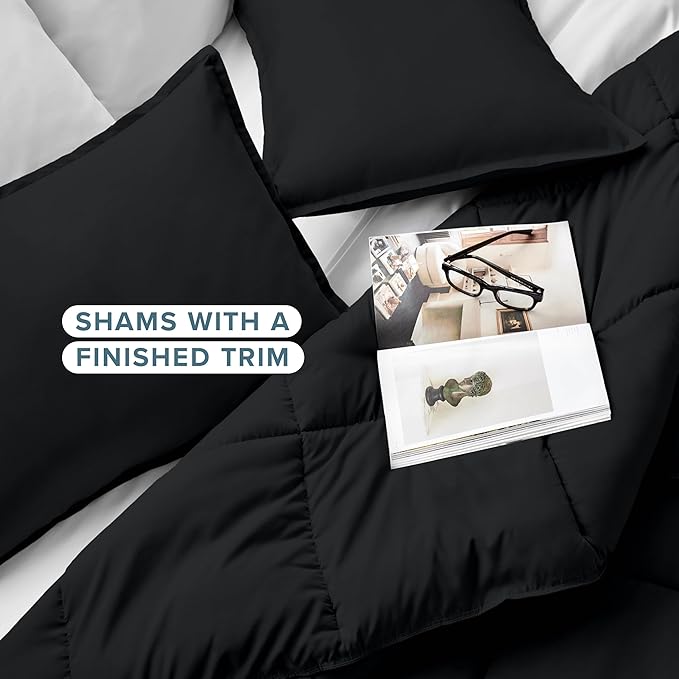 Bare Home Comforter Set - Oversized King Size - Ultra-Soft - Goose Down Alternative - Premium 1800 Series - All Season Warmth (Oversized King, Black)