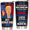 Best Bonus Dad Christmas Gift from Daughter Son Kids - Funny Birthday Gifts for Bonus Step Dad Stepdad, 20 OZ Stainless Steel Insulated Travel Coffee Tumbler Cup