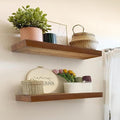 IAE Walnut Floating Wall Shelves 24 inch, Bathroom Shelf Wall Mounted,Invisible Shelf Floating Kitchen Shelves,Wooden Wall Shelving with Brackets for Living Room Wall Mounted,Easy Install,Set of 2