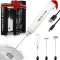 Zulay Froth N Go Milk Frother – Rechargeable 3-in-1 Handheld Frother Wand with Travel Case & USB-C Charger – Single, Double & Egg Whisk for Latte, Cappuccino, Matcha, Protein Shakes – Red