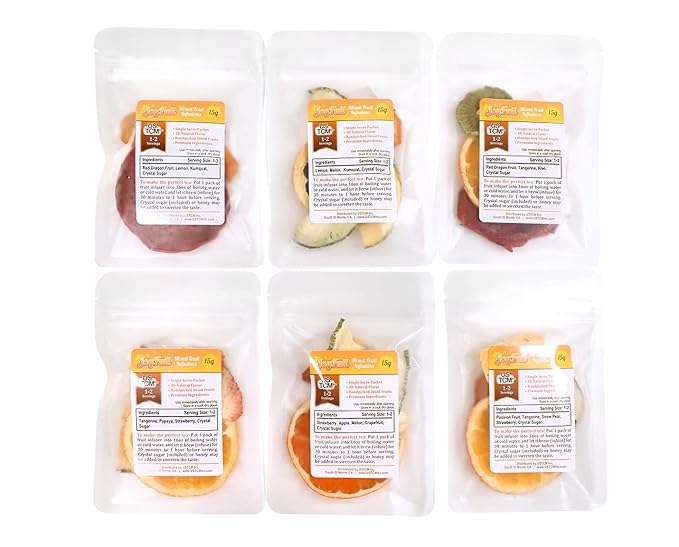USTCM JoyFull Mixed Fruit Infusions Fruit Tea Single Pack All Natural Dried Fruits Mixed Flavors Make Perfect Tea! 15g (Combo 6, Pack of 6)