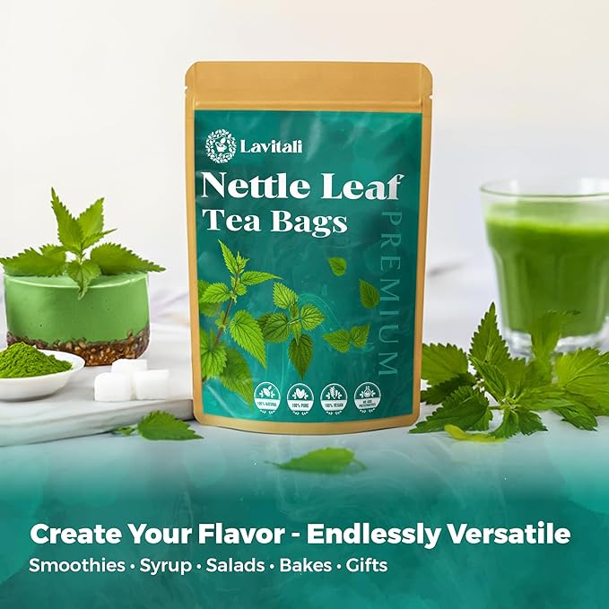 Lavitali, Nettle Leaves Tea Bags | 60 bags, 100% Pure Herbal Tea | Caffeine-Free, Mineral-Rich, Eco-Friendly Filter Bags | Daily Natural Botanical, Hot or Iced Herbal Infusion
