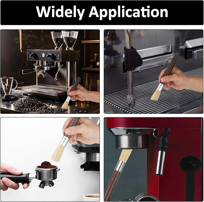 3 Pack Coffee Grinder Brush, Espresso Machine Brush with Wooden Handle and Natural Bristles, Coffee Grinder Cleaner Brushes for Home Kitchen Barista Espresso Machine