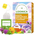 LOOMICA Roasted Dandelion Root with Milk Thistle & Peppermint, Caffeine Free, with Toasted Nutty Flavor, Wellness Support Herbal Blend, Coffee Alternative, Bold & Smooth, 20 Counts