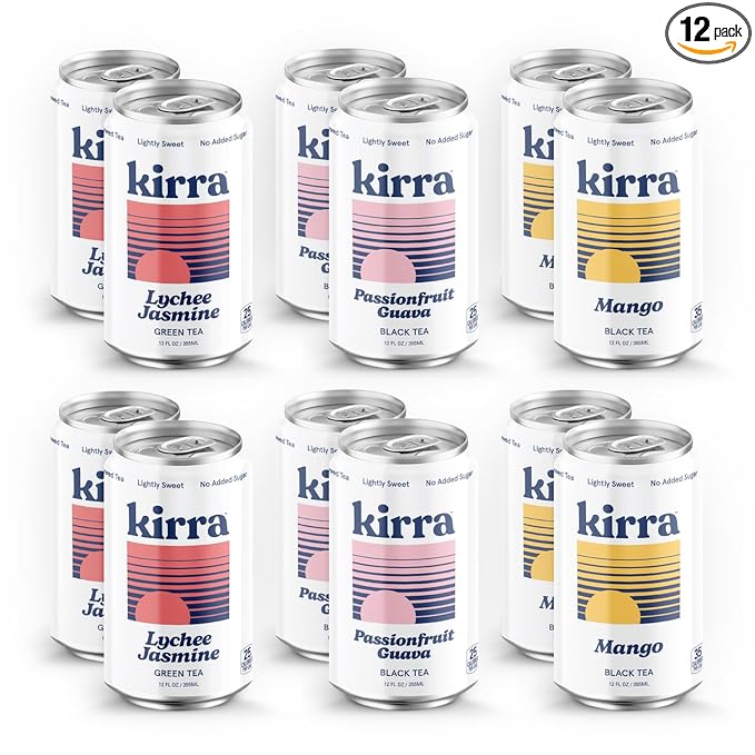 Kirra Organic Iced Tea 12 Pack Mix - Lightly Sweetened - No Added Sugar