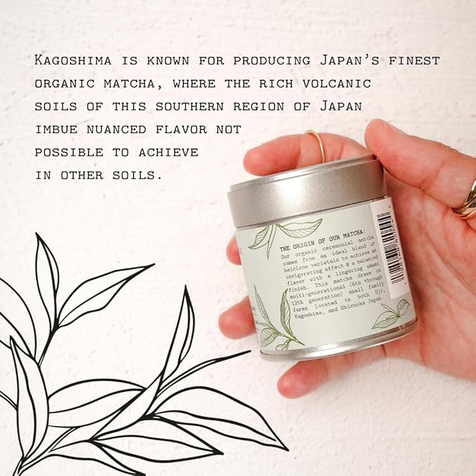 Organic Ceremonial Grade Matcha Powder – First Harvest Stone-Ground Green Tea from Uji & Kagoshima, Japan | USDA Organic | Premium Antioxidant Superfood | 30g Tin