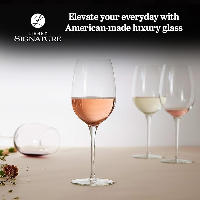 Libbey Signature Kentfield Estate All Purpose Wine Glasses Set of 4, Long Stem Wine Glasses for Red and White Wine, Perfect Wine Glass Gift Set