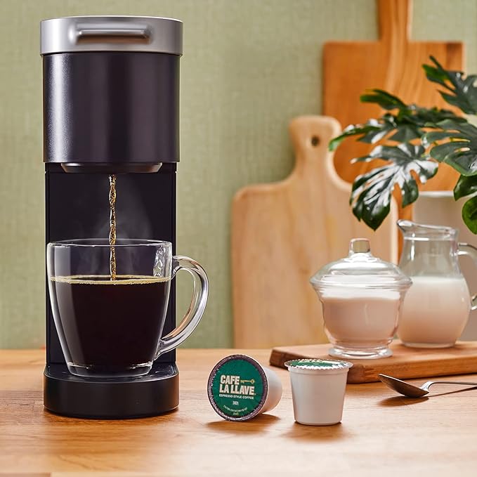 Cafe La Llave 55 Count Dark Roast Coffee Pods, Espresso Style, Compatible with Keurig Brewers, Single Serve Rich Bold Flavor