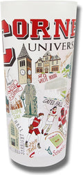 Catstudio Drinking Glass, Cornell University Glass Cup for Kitchen, 15oz Dishwasher Safe Tumbler for Cornell Alumni