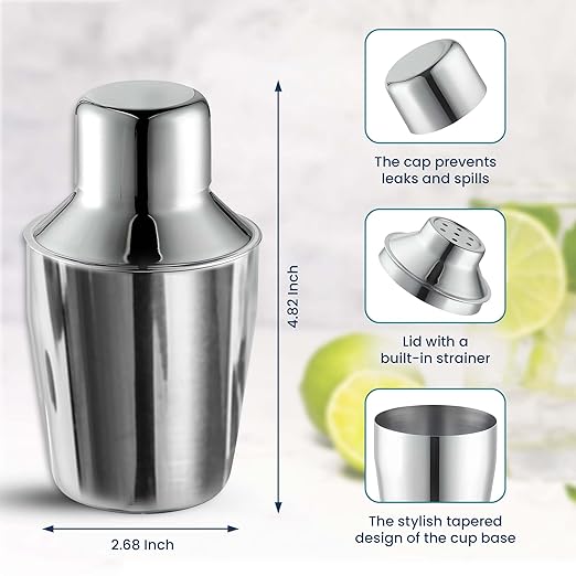 OCS Parts 3-Piece Stainless Steel Cocktail Shaker | 6-Ounce | Makes Perfect Mixed Drinks, Cocktails, and Coffees