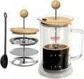 34-Ounce French Press Coffee Maker, Double Wall Borosilicate Glass Carafe with Removable Stainless Steel Filter and Shaft with Enlarged Bamboo Knob and Lid,Heat-Resistant for Coffee and Tea