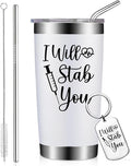 Nurse Appreciation Gifts for Women - Nurses Week Gift - School Nurse Graduation Present - 20oz I Will Stab You Tumbler