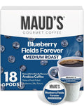 Maud's Blueberry Flavored Coffee Pods, 18 ct, Medium Roast Flavored Coffee in Recyclable Single Serve Pods – 100% Arabica Beans, Compatible with Keurig K Cups Maker