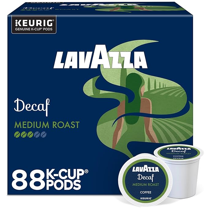 Lavazza Decaf, Single-Serve Keurig K-Cup Pods, Medium Roast Coffee, 88-Count Box (4 Packs of 22)