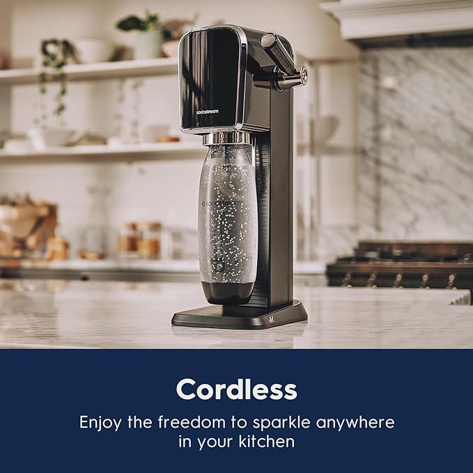 SodaStream Art Sparkling Water Maker Bundle in Black, with 3-Pack CO2 and Carbonating Bottle