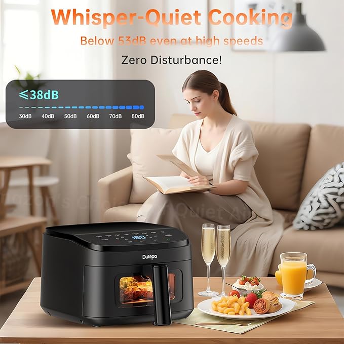 Air Fryer 8-in-1, 4.5Qt Air Fryer, Space-Saving & Compact with DC Motor, Fast & Crispy Cooking, Adjustable Fan Speed, 95% Less Oil for Healthy Family Meals, Dishwasher Safe