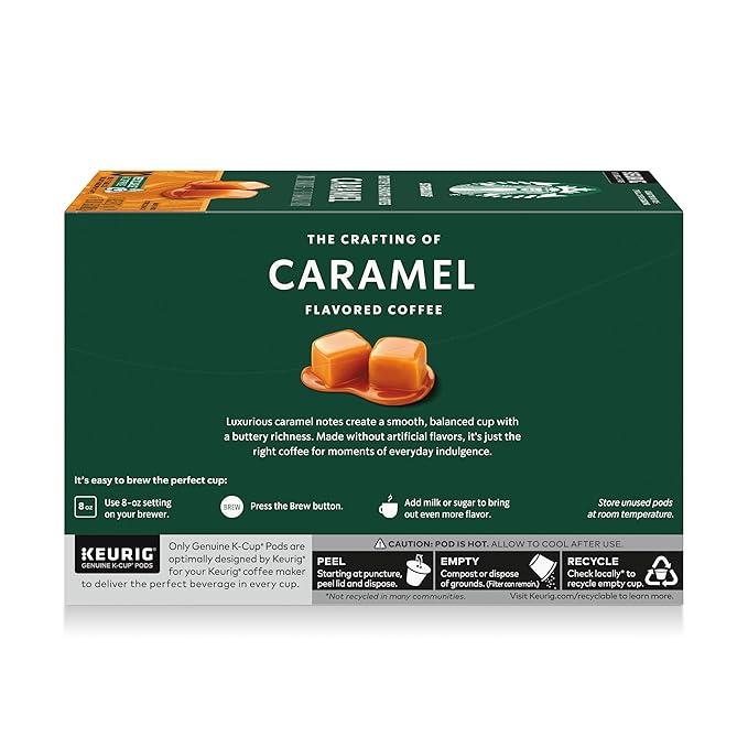 Starbucks K-Cup Coffee Pods, Flavored Hot or Iced Coffee, Caramel, 40 Keurig Pods