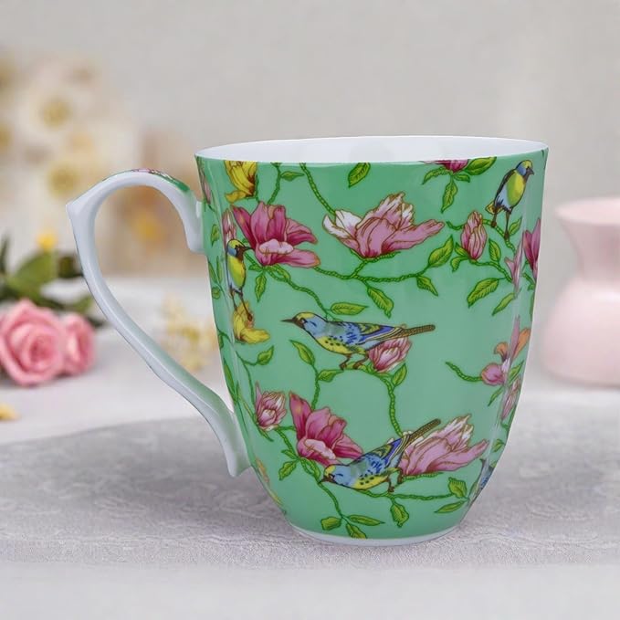 13oz Bone China Floral Mug Bone China Coffee Mugs Bone Teacup Christmas Mugs Birthday Gifts for Women Mom Friends Coworker