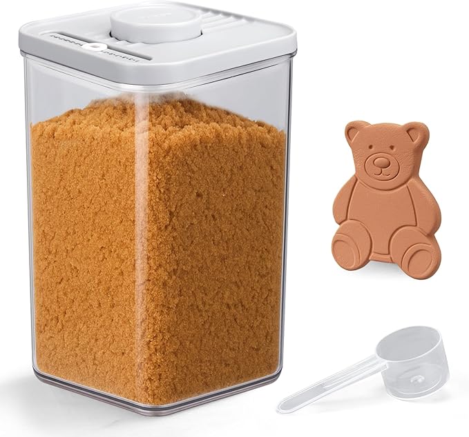 Mity rain Airtight Brown Sugar Container 2.7Qt/2600ml - Moisture-Proof Kitchen & Pantry Brown Sugar Keeper Container Airtight Saver Storage for Flour, Baking Supplies, Coffee with Locking Lid