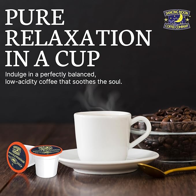 Dancing Moon Coffee Pods - 100% Jamaica Blue Mountain Medium Roast - K-Cup Compatible Keurig Coffee Pods - Small-Batch Crafted, Supports Military Charity