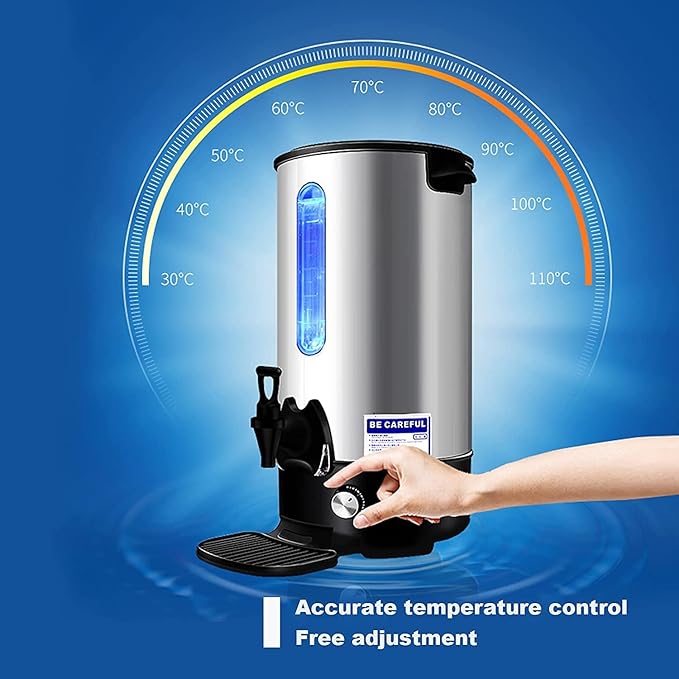INTBUYING Stainless Steel Large Capacity Commercial Office Kitchen Hot Water Dispense Boiler Instant Boiling Machine Heater Electric Kettle Temperature Control for Coffee Tea with Faucet Tap-9.7L