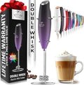 Zulay Kitchen Double Whisk Milk Frother – Handheld Foam Maker for Coffee, Lattes, Matcha, Hot Chocolate & Cappuccinos – Whip Creamy Froth in Seconds, Portable & Easy to Use