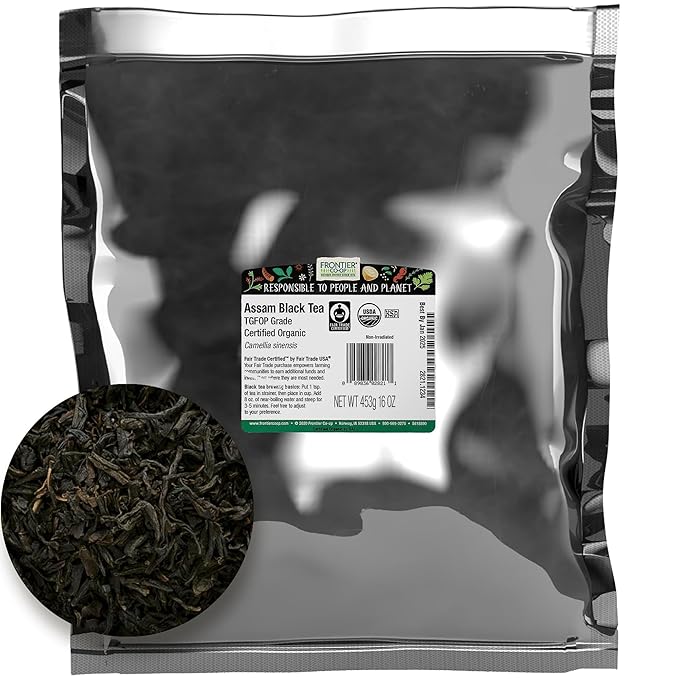 Frontier Herb Organic Assam Tea Tippy Golden FOP Certified Fair Trade, Non Irradiated, Non GMO, 16 Ounce (Pack Of 1)
