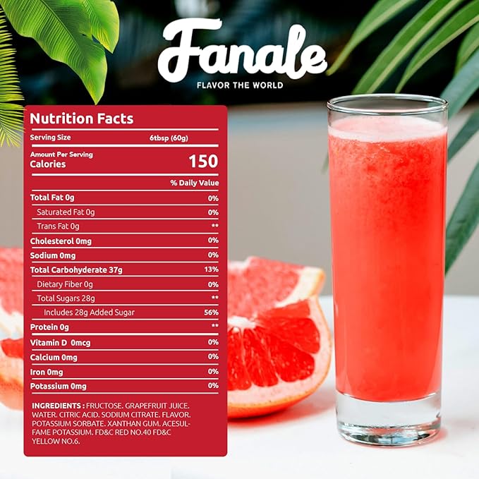 Fanale Premium Flavoring Concentrated Syrup for Bubble Tea 11 lb | Grapefruit Flavor Syrup | for Boba Tea, Smoothies, Slushes, Desserts | 11lb | SRP200